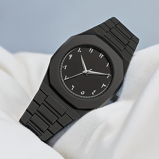 1pc PINTIME Fashionable Men'S Round Quartz Watch - Lightweight, Waterproof, Black Dial with White Markers & Hands, Silicone Strap, Button Battery, Everyday Watch|Minimalist Watch|Durable Watch