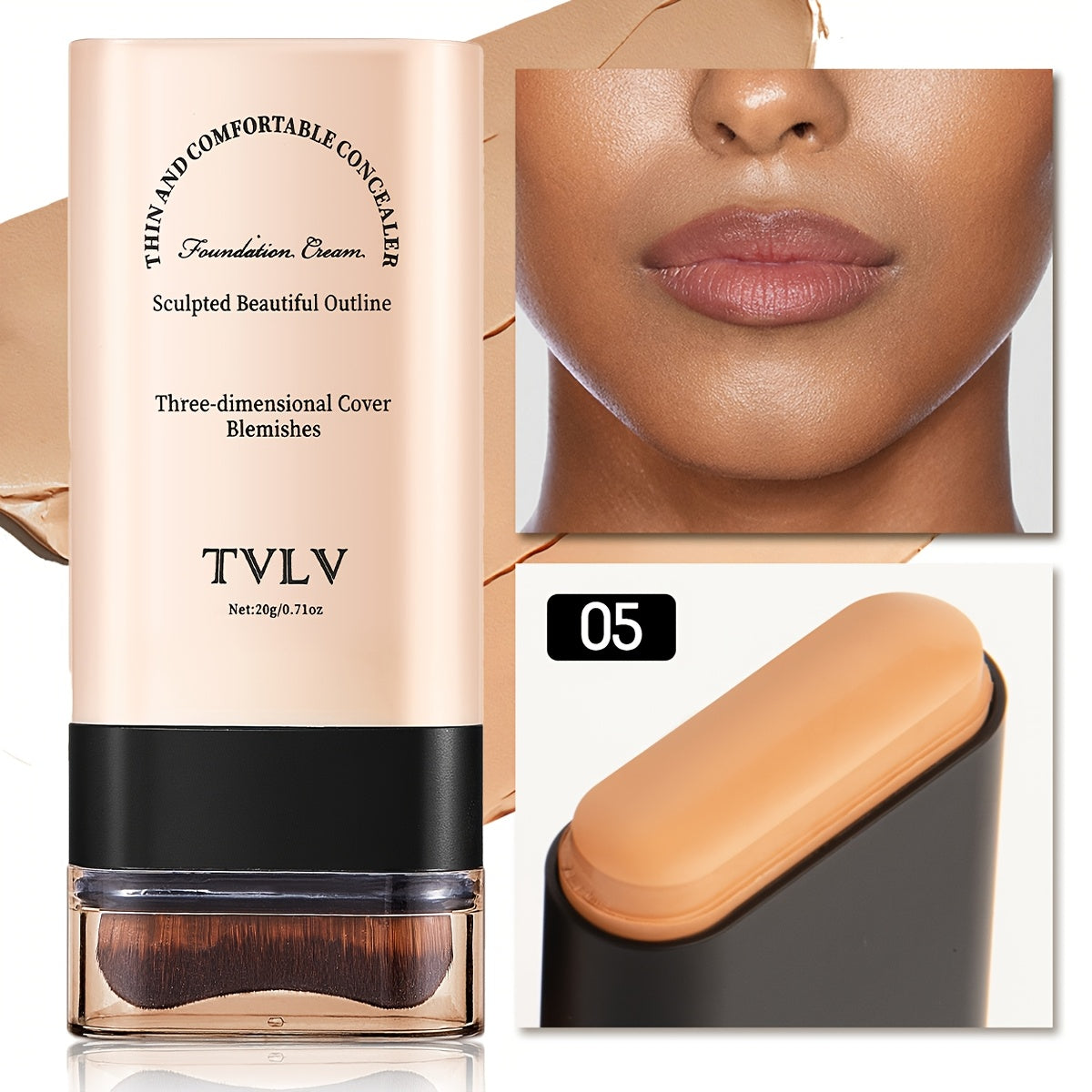2-in-1 Concealer and Foundation Stick, Covers Dark Circles, Waterproof and Sweat-Resistant, Creates Flawless-Looking Makeup