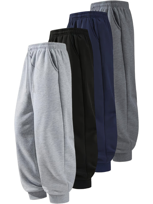 1pc Men's Casual Joggers - Soft Polyester Elastic Waist Drawstring Tapered Leg Streetwear Gym Pants for Spring/Autumn Outdoor Running Fitness (Black/Navy/Gray Heather)