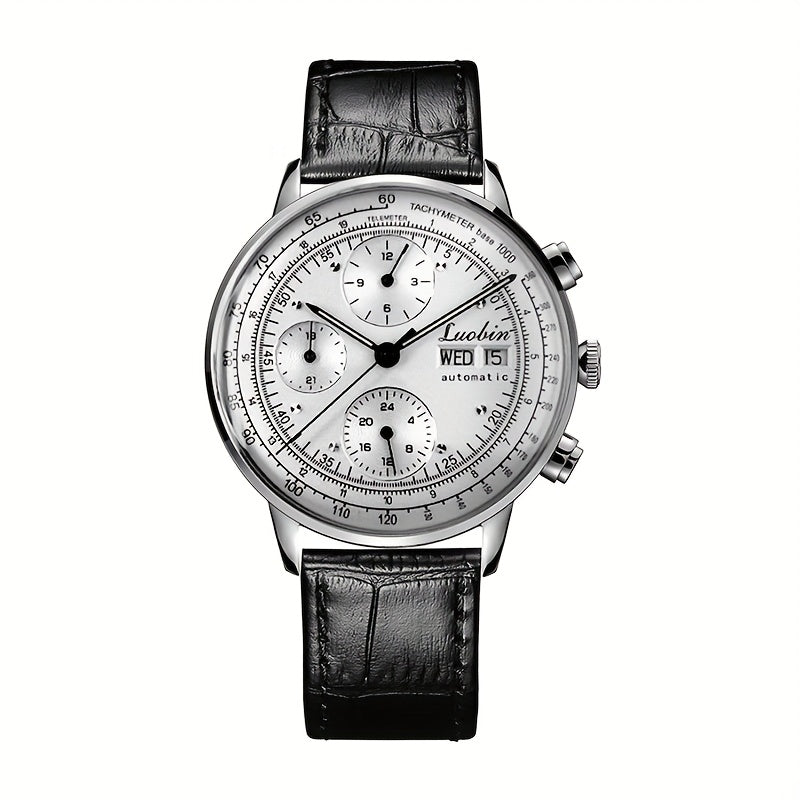 Fully Automatic Mechanical Watch Men's Multifunctional Year Month Calendar Week Watch, Luminous Display Curved Screen, Unique Personality, Waterproof Feature