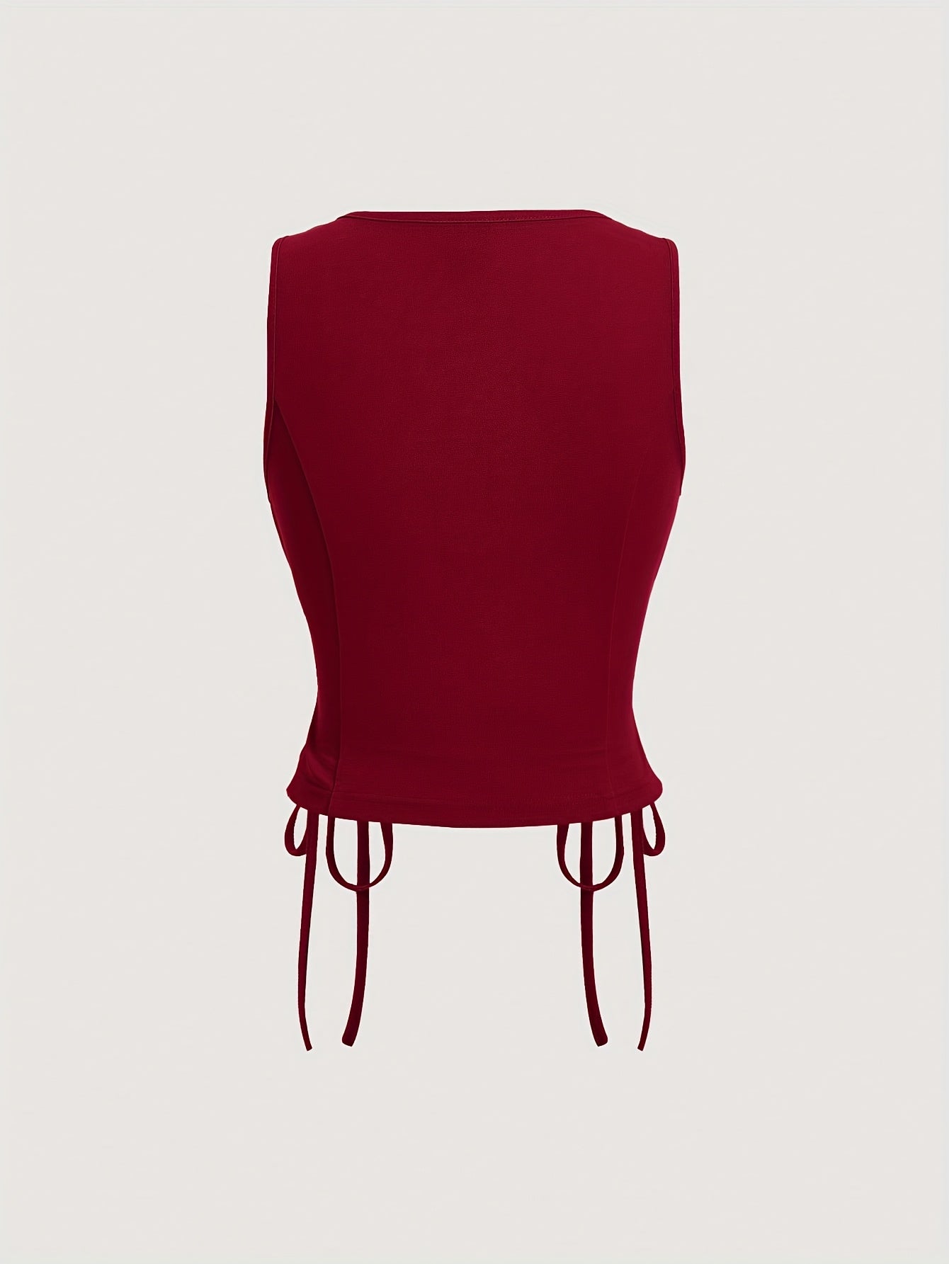 Elegant Direction Women's Sleeveless Vest - V-Neck Padded Shoulders with Adjustable Lacing Detail, Machine Washable Solid Color for Spring Summer Fall, Versatile Layering Piece for Casual & Formal Outfits, Seasonal Fashion, M
