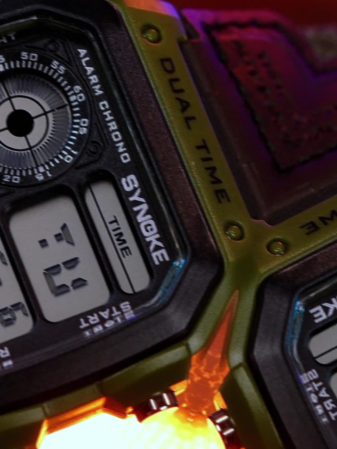 SYNOKE Men's Digital Sports Watch - Shockproof, Luminous Display with Stopwatch & Alarm, Nylon Strap