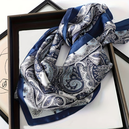 1pc Women's Luxurious Elegant Fashion Color Block Printed Bandana Scarf, 70*70cm, Suitable for Daily Wear, Best Choice for Gift