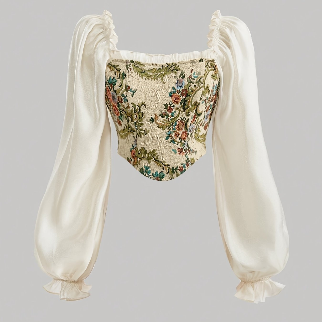 New Spring And Summer Collection, Stylish And Casual, Perfect for Vacations, Featuring a Floral Print with Ruffled Puff Sleeves.