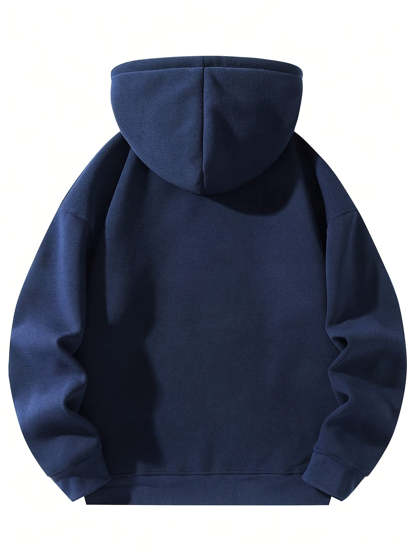 [Navy Blue Sweatshirt] Soft Polyester Navy Blue Hooded Sweatshirt | Full-Zip Design, Long Sleeve, Casual & Outdoor Wear for Spring/Fall