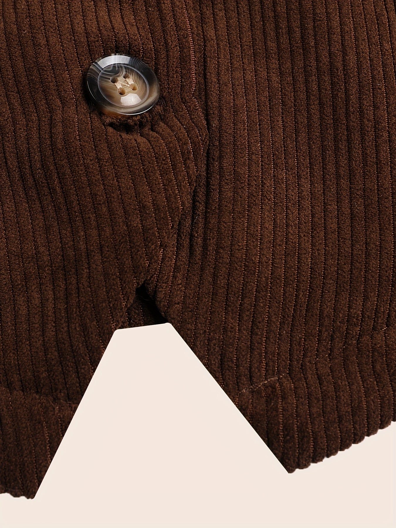 Solid Button Front Vest Suit Jacket Corduroy