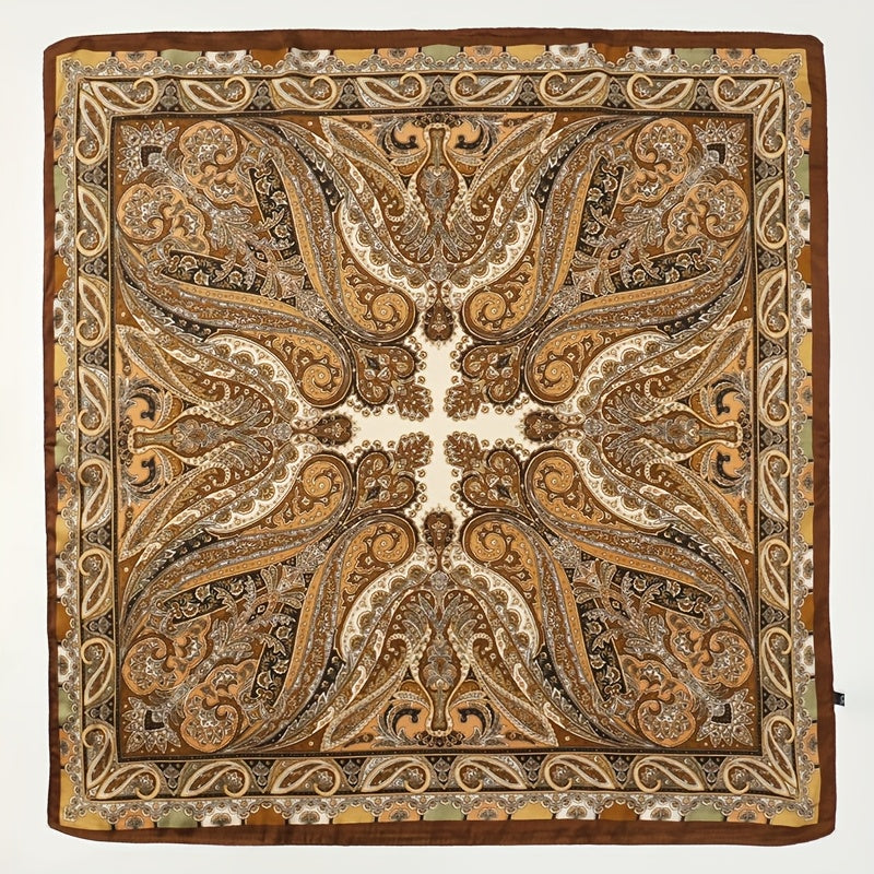 1pc Women's Luxurious Elegant Fashion Color Block Printed Bandana Scarf, 70*70cm, Suitable for Daily Wear, Best Choice for Gift
