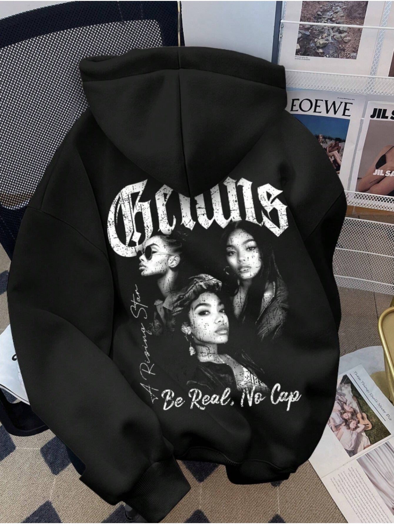 Women'S Casual Polyester Hoodie with Graphic Print, Drawstring Hooded Sweatshirt, All-Season Knit Fabric, 250g/m², Cartoon Pattern, Winter & Fall Fashion Clothing