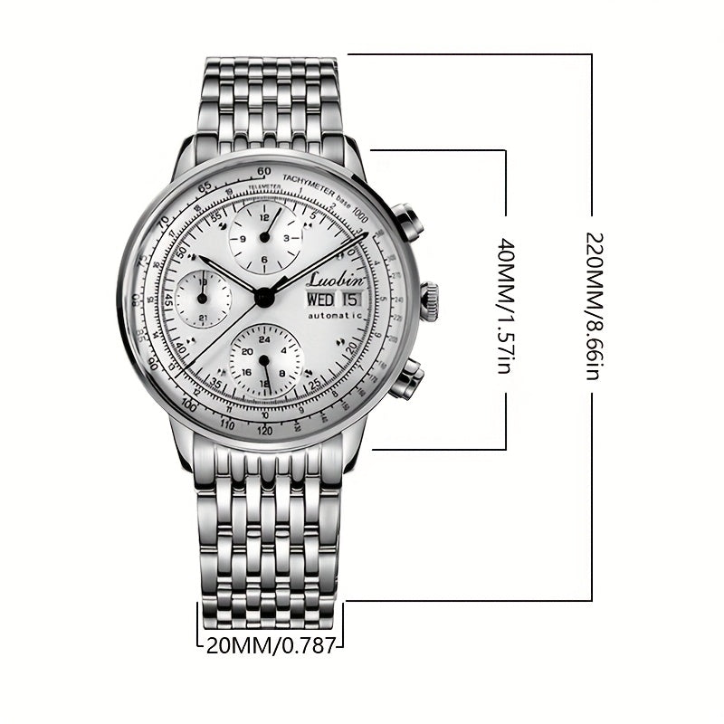 Fully Automatic Mechanical Watch Men's Multifunctional Year Month Calendar Week Watch, Luminous Display Curved Screen, Unique Personality, Waterproof Feature