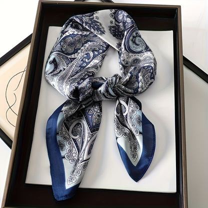 1pc Women's Luxurious Elegant Fashion Color Block Printed Bandana Scarf, 70*70cm, Suitable for Daily Wear, Best Choice for Gift