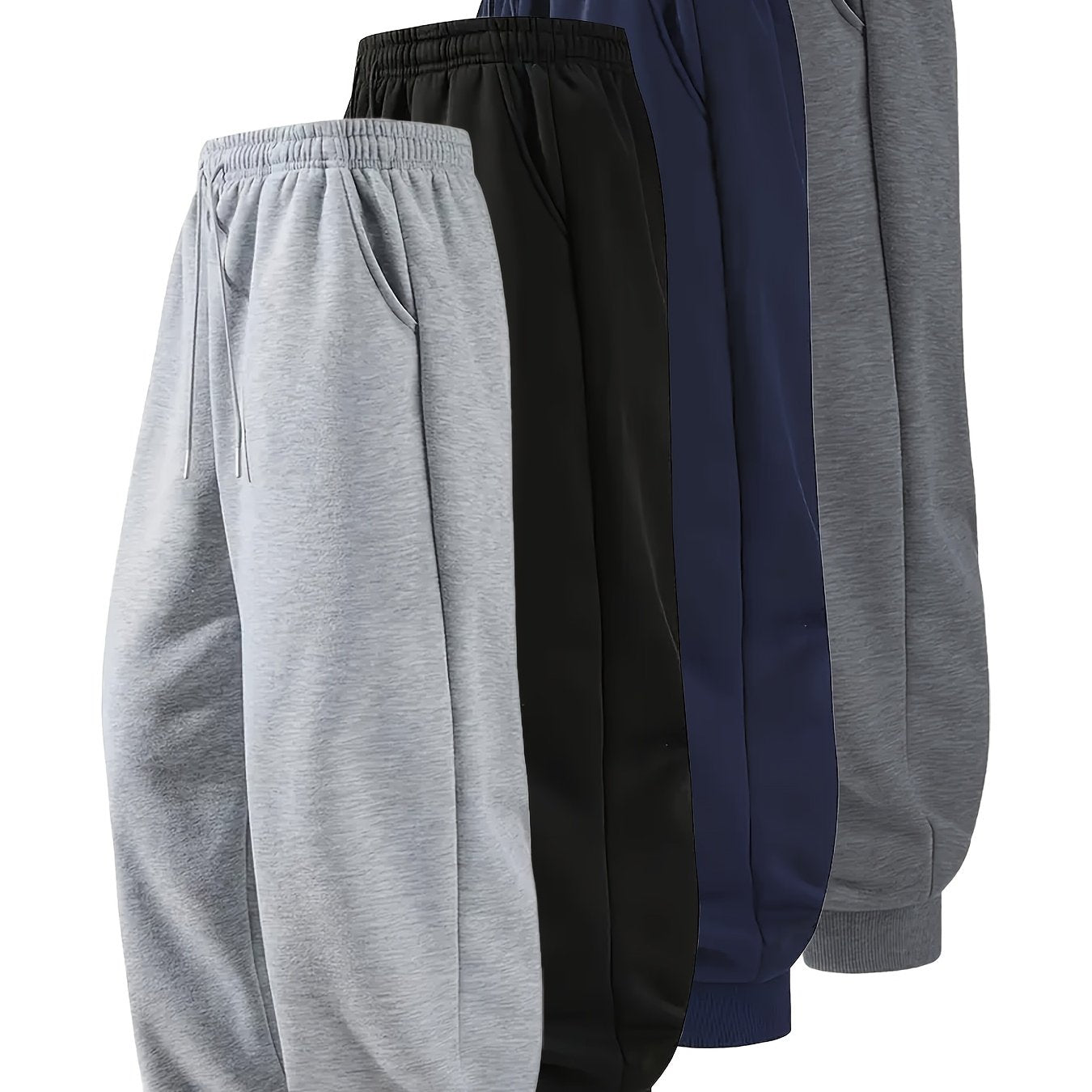 1pc Men's Casual Joggers - Soft Polyester Elastic Waist Drawstring Tapered Leg Streetwear Gym Pants for Spring/Autumn Outdoor Running Fitness (Black/Navy/Gray Heather)