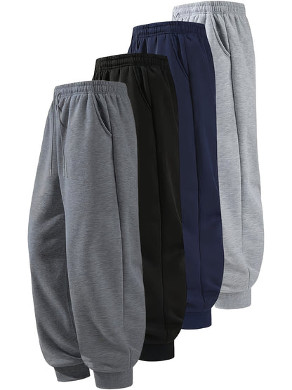 1pc Men's Casual Joggers - Soft Polyester Elastic Waist Drawstring Tapered Leg Streetwear Gym Pants for Spring/Autumn Outdoor Running Fitness (Black/Navy/Gray Heather)