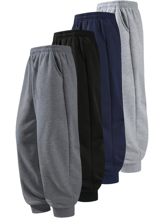 1pc Men's Casual Joggers - Soft Polyester Elastic Waist Drawstring Tapered Leg Streetwear Gym Pants for Spring/Autumn Outdoor Running Fitness (Black/Navy/Gray Heather)