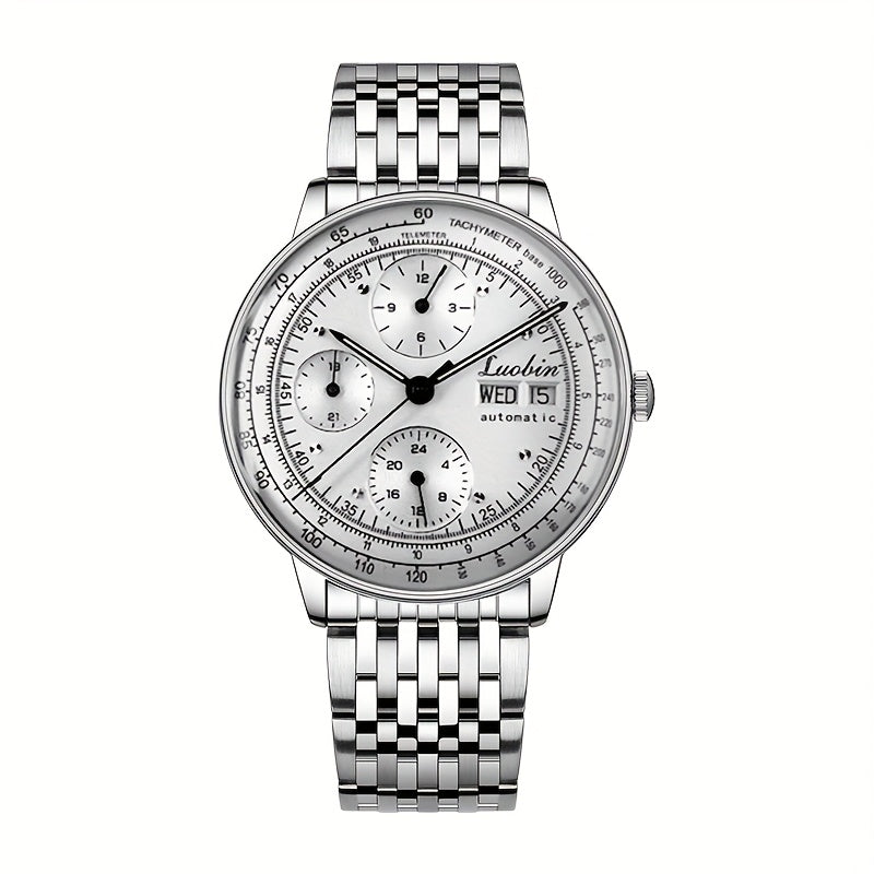 Fully Automatic Mechanical Watch Men's Multifunctional Year Month Calendar Week Watch, Luminous Display Curved Screen, Unique Personality, Waterproof Feature