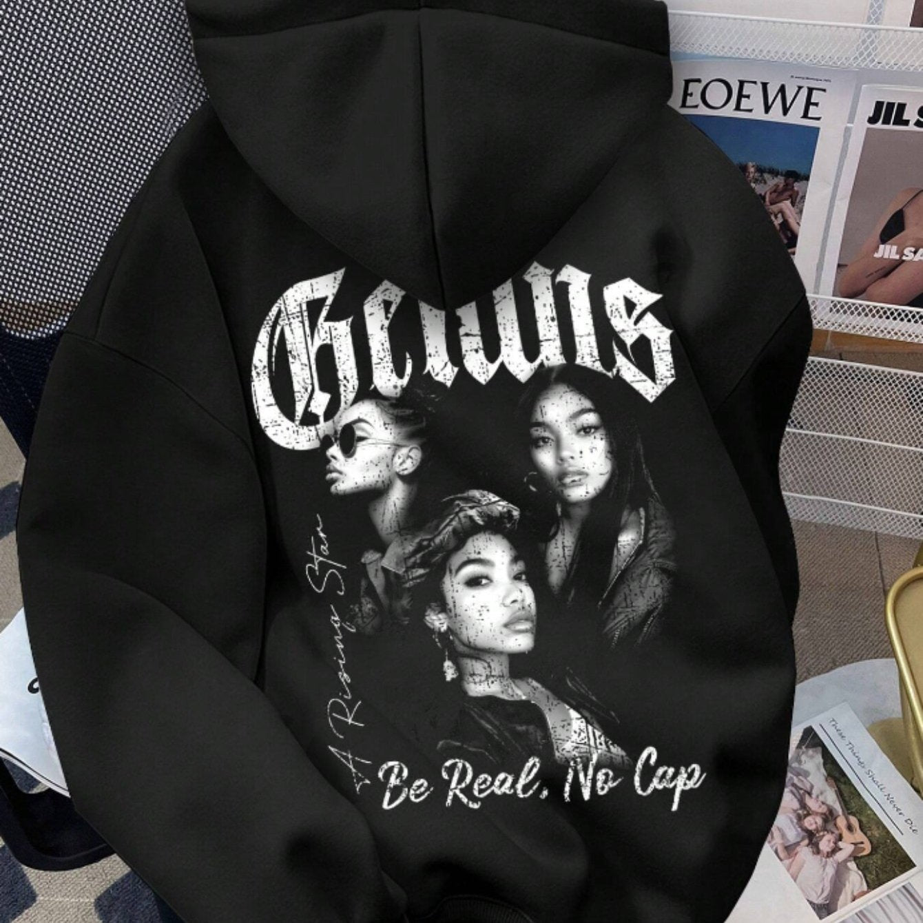 Women'S Casual Polyester Hoodie with Graphic Print, Drawstring Hooded Sweatshirt, All-Season Knit Fabric, 250g/m², Cartoon Pattern, Winter & Fall Fashion Clothing
