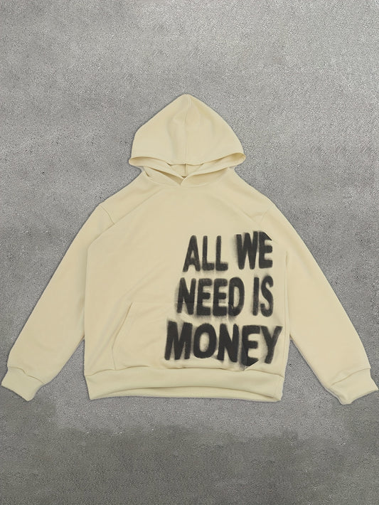 [Perfect Fall Winter Hoodie] Vintage-Inspired Letter Print Hoodie for Women - Casual Long Sleeve, Kangaroo Pocket Pullover, Perfect for Fall & Winter