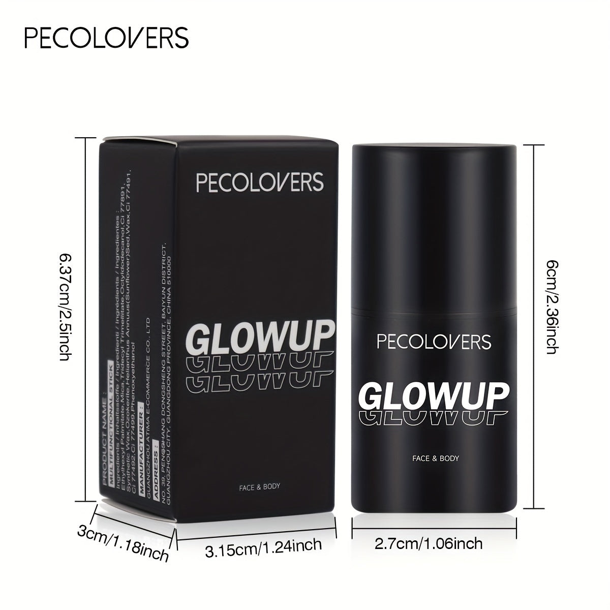 [1pc Glowup Highlighter] PECOLOVERS 1pc Glowup Highlighter Stick | Natural Brightening Face Contour & Highlight Makeup, Medium Coverage, Water-Resistant, Buildable Effect for Radiant Skin