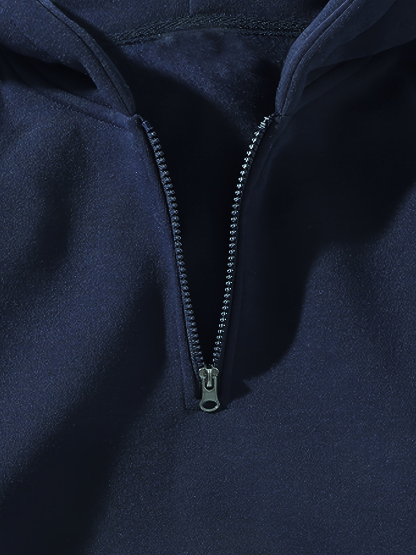 [Navy Blue Sweatshirt] Soft Polyester Navy Blue Hooded Sweatshirt | Full-Zip Design, Long Sleeve, Casual & Outdoor Wear for Spring/Fall