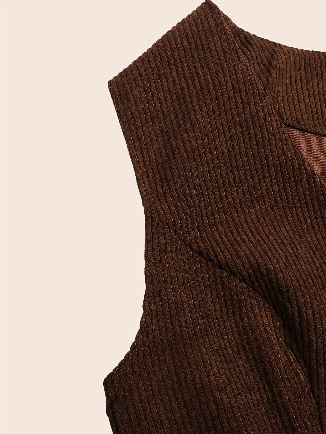 Solid Button Front Vest Suit Jacket Corduroy