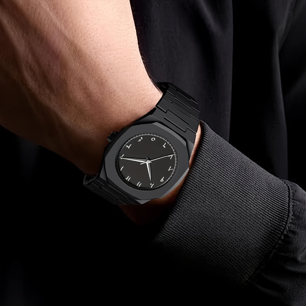 1pc PINTIME Fashionable Men'S Round Quartz Watch - Lightweight, Waterproof, Black Dial with White Markers & Hands, Silicone Strap, Button Battery, Everyday Watch|Minimalist Watch|Durable Watch