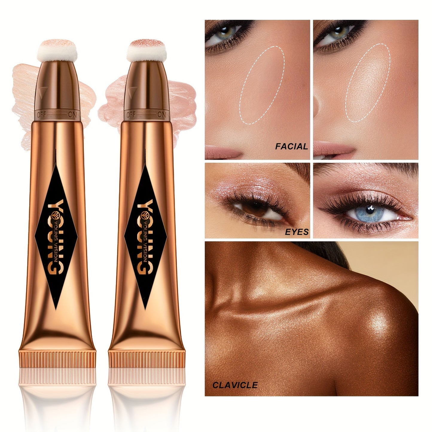 Multicolor Air Cushion Contour Blush Highlight Combo - Liquid Formula for Natural Glow, Buildable Coverage, and Long-Lasting Wear - Optional Shades for Customizable Look