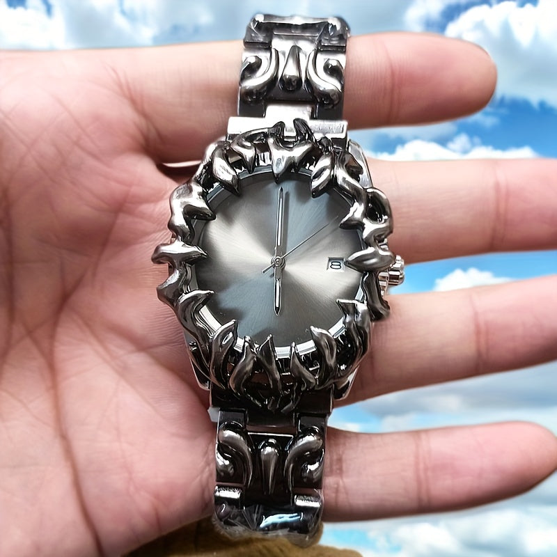 [Vintage Watch] PINTIME Men's Vintage Fashion Quartz Watch | Round Dial, Alloy Case, Pointer Date Display, Battery Powered | for Men, Birthday Gift, Father's Day, Mardi Gras Day, Campus Wear