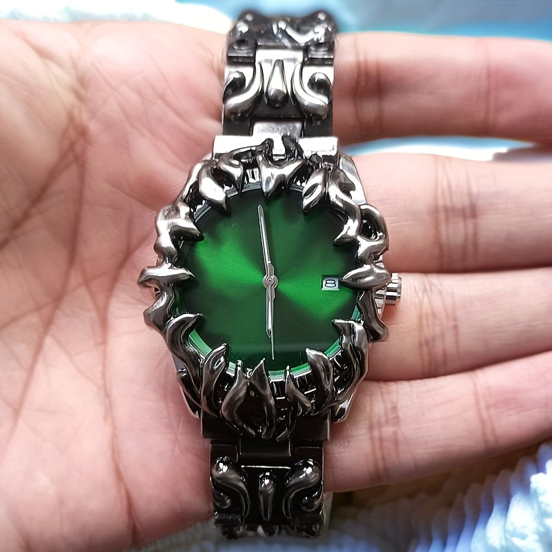 [Vintage Watch] PINTIME Men's Vintage Fashion Quartz Watch | Round Dial, Alloy Case, Pointer Date Display, Battery Powered | for Men, Birthday Gift, Father's Day, Mardi Gras Day, Campus Wear