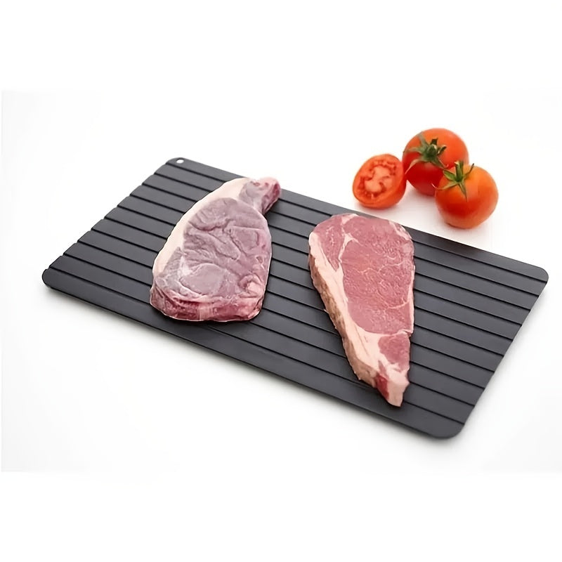 Quick-Thawing Tray for Fast Defrosting Frozen Foods, Meats, Fruits - Aluminum Rapid Thawing Plate, Defrosting Tray, Master Kitchen Gadget