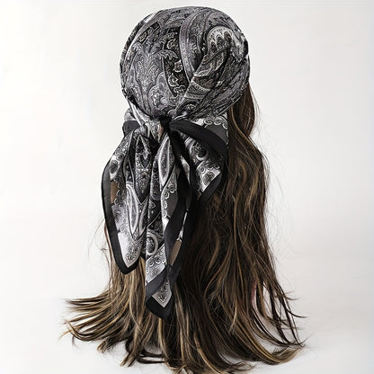 1pc Women's Luxurious Elegant Fashion Color Block Printed Bandana Scarf, 70*70cm, Suitable for Daily Wear, Best Choice for Gift