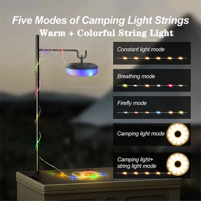 LED Camping Lamp Strip Atmosphere 10M Length Waterproof Recyclable Light Belt Outdoor