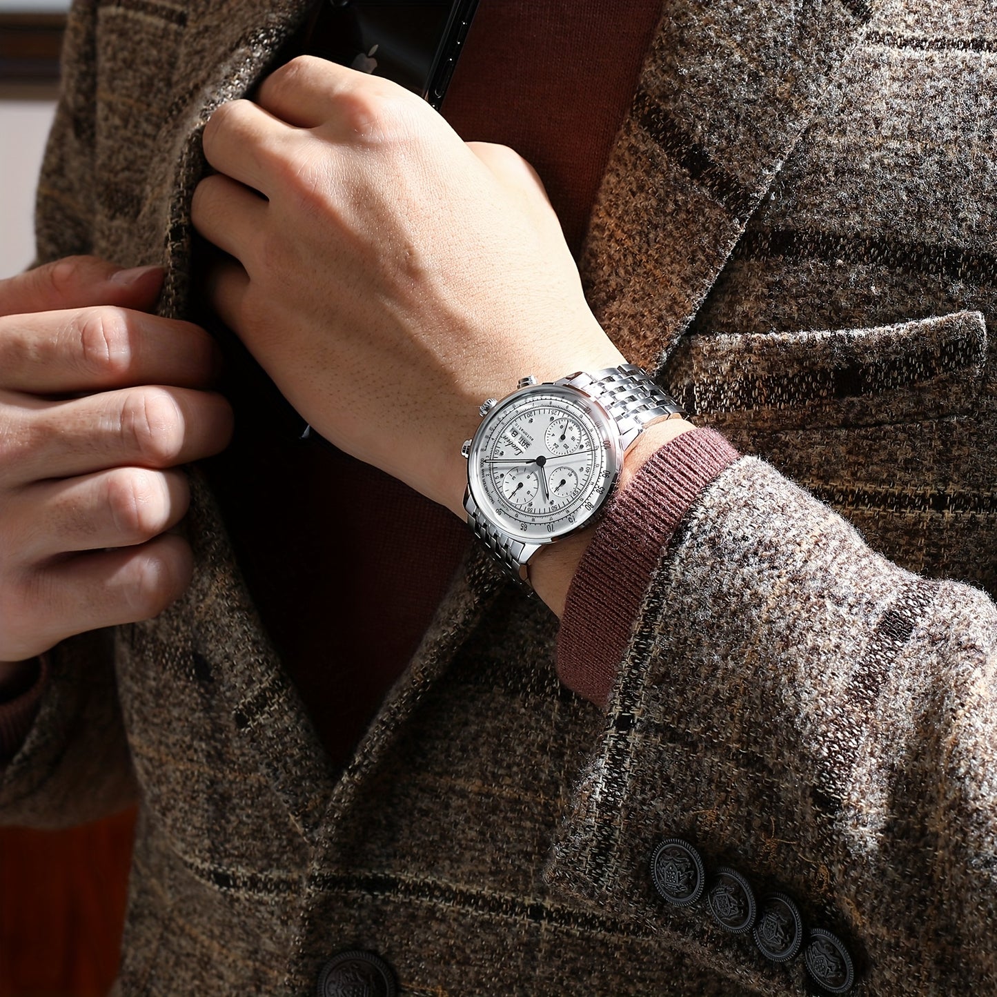 Fully Automatic Mechanical Watch Men's Multifunctional Year Month Calendar Week Watch, Luminous Display Curved Screen, Unique Personality, Waterproof Feature