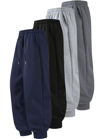 1pc Men's Casual Joggers - Soft Polyester Elastic Waist Drawstring Tapered Leg Streetwear Gym Pants for Spring/Autumn Outdoor Running Fitness (Black/Navy/Gray Heather)