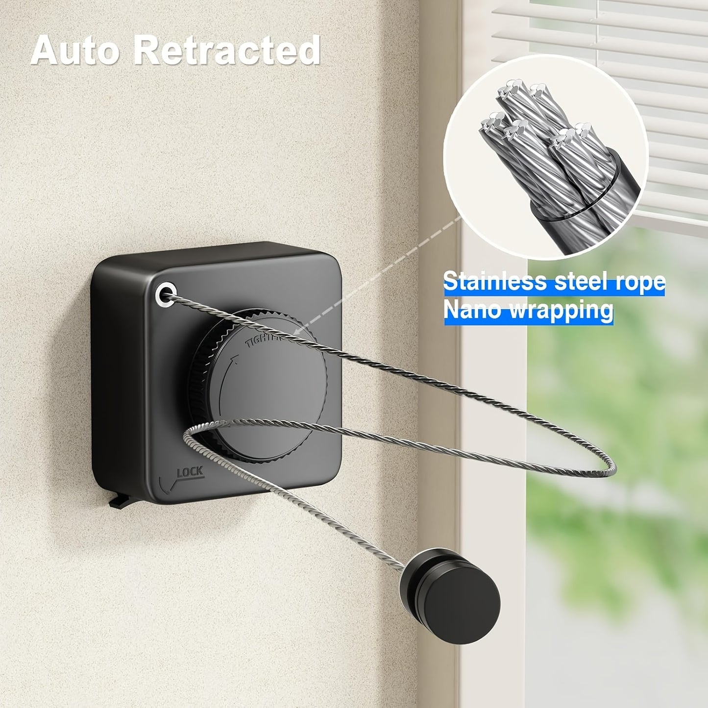 1pc Heavy-Duty Telescopic Indoor/Outdoor Clothesline - Wall-Mounted Stainless Steel, 4.6 meter Long, Space-Saving Design for Efficient Laundry Drying, Laundry Drying Solution|Modern Wall Mount|Durable Clothesline, Clothes Dry