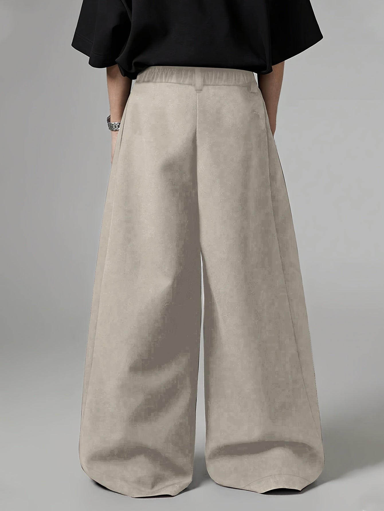 Men'S Loose Fit Solid Color Wide Leg Pants with Pockets - Casual, Soft, and Comfortable for Spring, Street Style, Casual Wear Pants|Wide Leg Trousers|Nonstretch Fabric