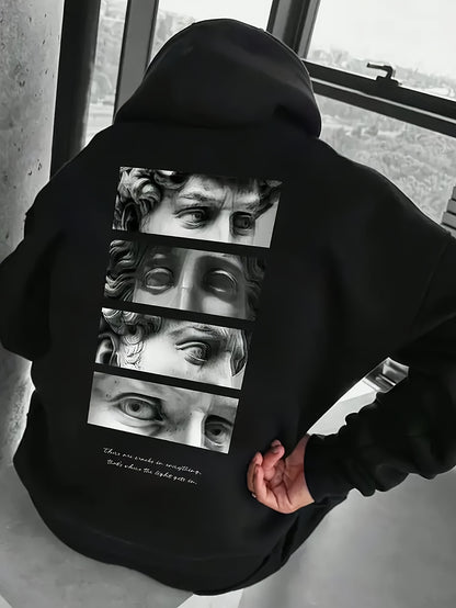 Women'S Casual Hooded Sweatshirt with Cartoon Print, Long Sleeve Pullover with Pocket Detail, 100% Polyester Knit Fabric, Regular Fit Hoodie for Fall/Winter - 220gsm