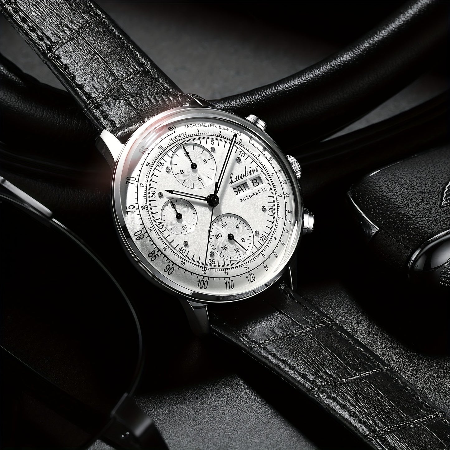 Fully Automatic Mechanical Watch Men's Multifunctional Year Month Calendar Week Watch, Luminous Display Curved Screen, Unique Personality, Waterproof Feature