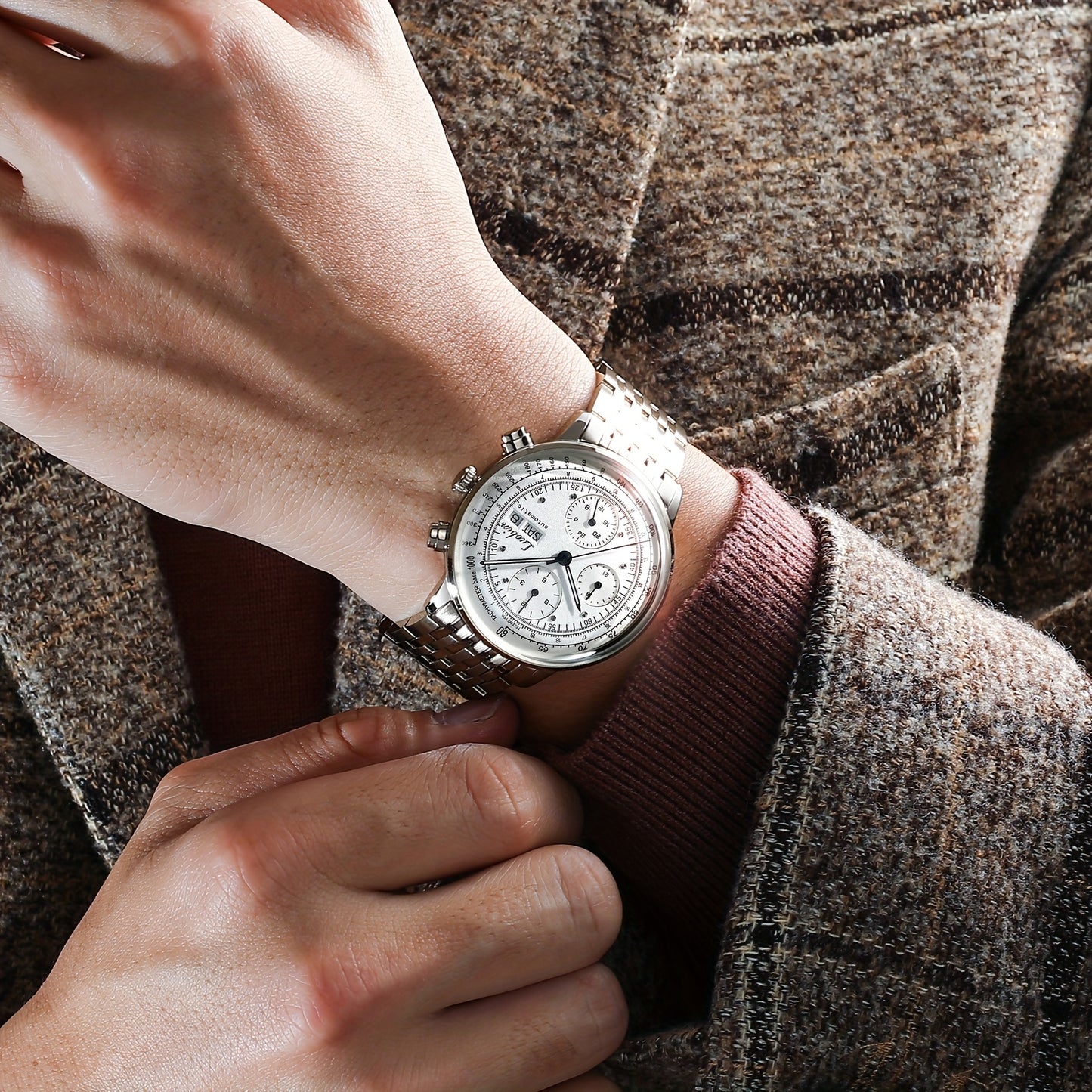 Fully Automatic Mechanical Watch Men's Multifunctional Year Month Calendar Week Watch, Luminous Display Curved Screen, Unique Personality, Waterproof Feature