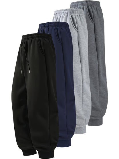 1pc Men's Casual Joggers - Soft Polyester Elastic Waist Drawstring Tapered Leg Streetwear Gym Pants for Spring/Autumn Outdoor Running Fitness (Black/Navy/Gray Heather)