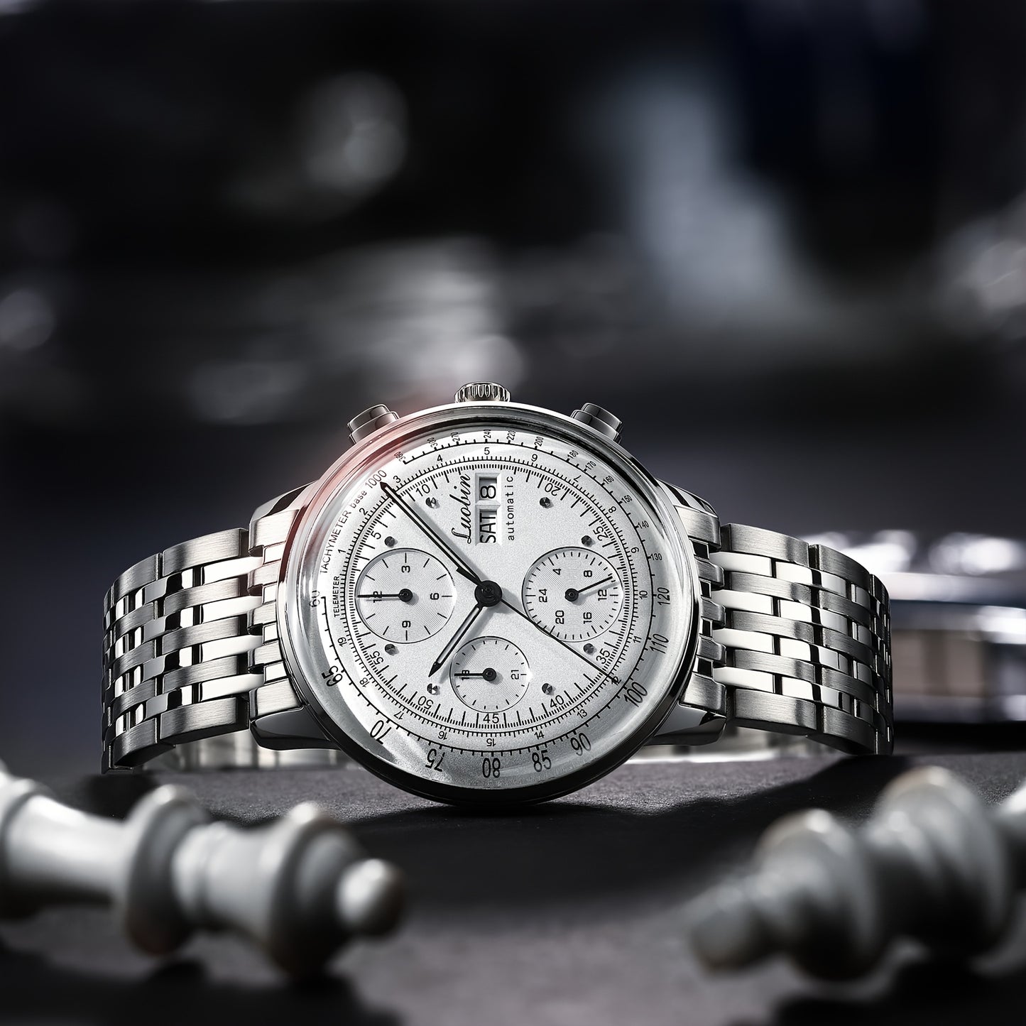 Fully Automatic Mechanical Watch Men's Multifunctional Year Month Calendar Week Watch, Luminous Display Curved Screen, Unique Personality, Waterproof Feature