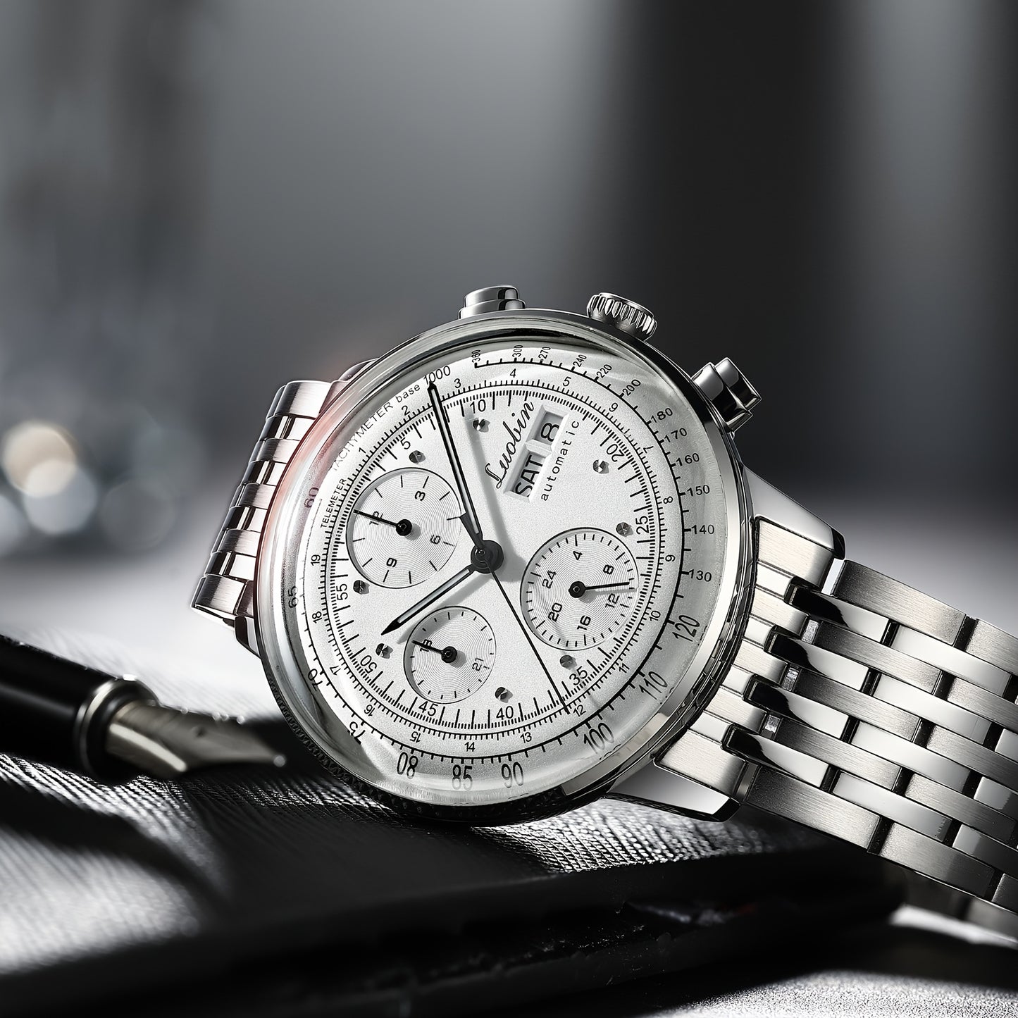 Fully Automatic Mechanical Watch Men's Multifunctional Year Month Calendar Week Watch, Luminous Display Curved Screen, Unique Personality, Waterproof Feature