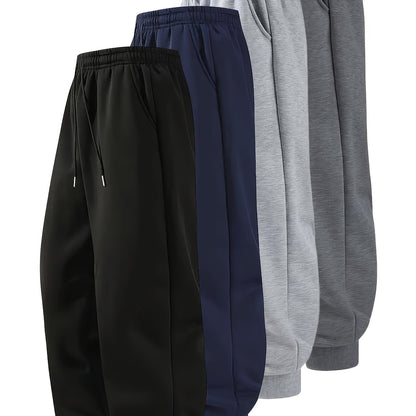 1pc Men's Casual Joggers - Soft Polyester Elastic Waist Drawstring Tapered Leg Streetwear Gym Pants for Spring/Autumn Outdoor Running Fitness (Black/Navy/Gray Heather)