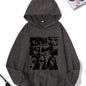 Women's Casual Polyester Hoodie with Geometric Applique - 100% Polyester Knit Fabric, Vintage Washed Fall/Winter Hooded Sweatshirt with Fashion Print