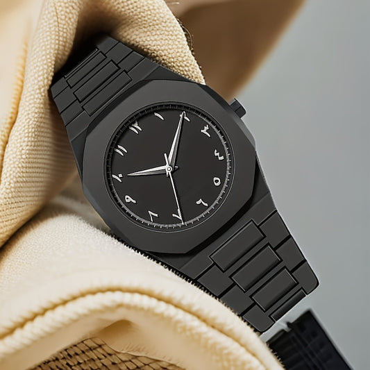 1pc PINTIME Fashionable Men'S Round Quartz Watch - Lightweight, Waterproof, Black Dial with White Markers & Hands, Silicone Strap, Button Battery, Everyday Watch|Minimalist Watch|Durable Watch