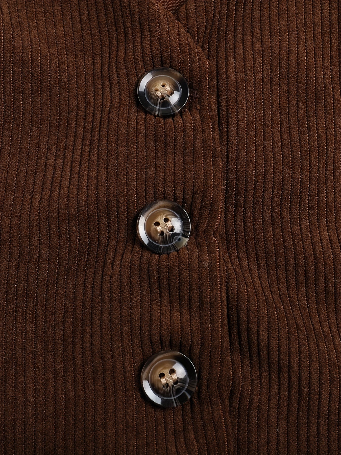 Solid Button Front Vest Suit Jacket Corduroy