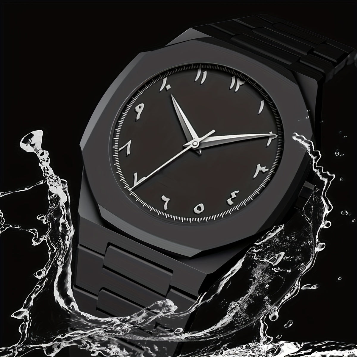 1pc PINTIME Fashionable Men'S Round Quartz Watch - Lightweight, Waterproof, Black Dial with White Markers & Hands, Silicone Strap, Button Battery, Everyday Watch|Minimalist Watch|Durable Watch