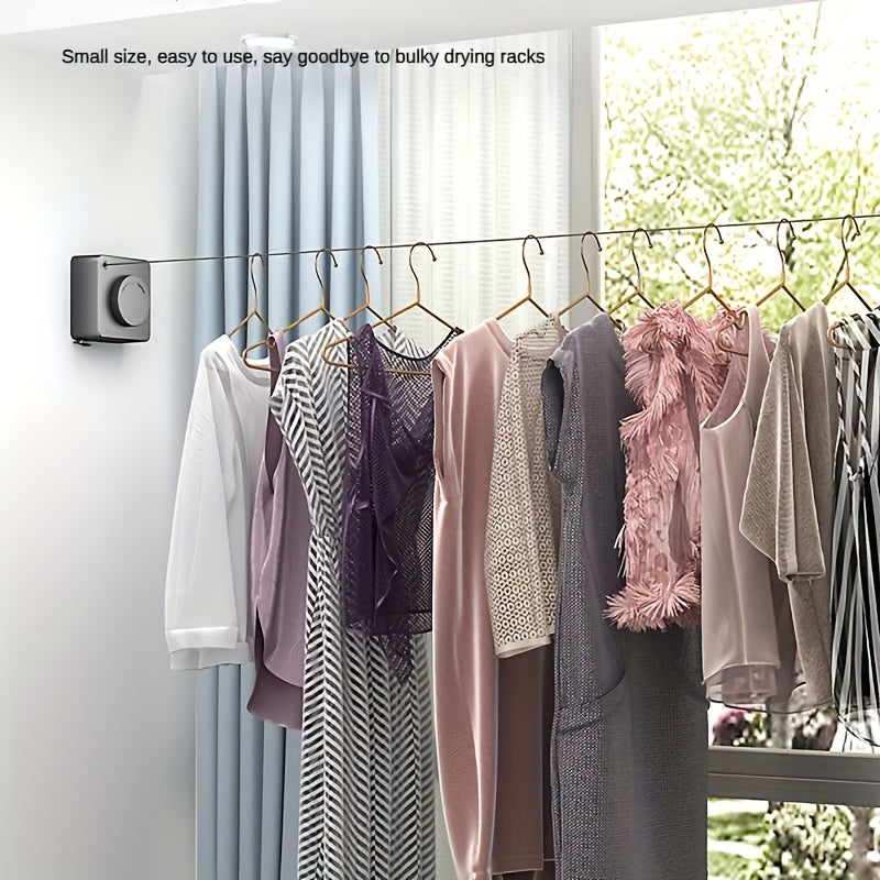 1pc Heavy-Duty Telescopic Indoor/Outdoor Clothesline - Wall-Mounted Stainless Steel, 4.6 meter Long, Space-Saving Design for Efficient Laundry Drying, Laundry Drying Solution|Modern Wall Mount|Durable Clothesline, Clothes Dry